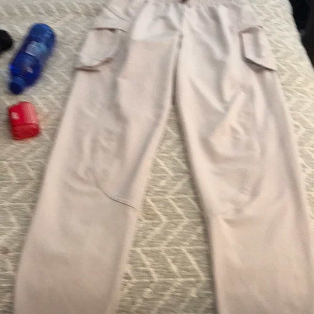 High-Rise Cream Cargo Jogger Pants for Women